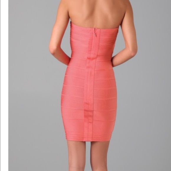 Herve Leger Peach Blush Strapless Dress - Picture 3 of 6